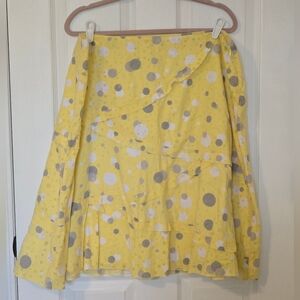 Cato Yellow & Gray Tiered Ruffle Polka Dot Skirt Boho Casual Womens 22W